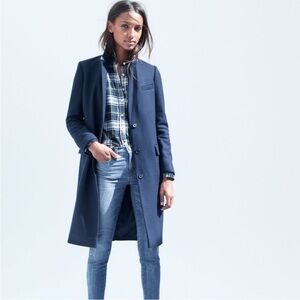 Classic J. Crew Navy Blue long Coat